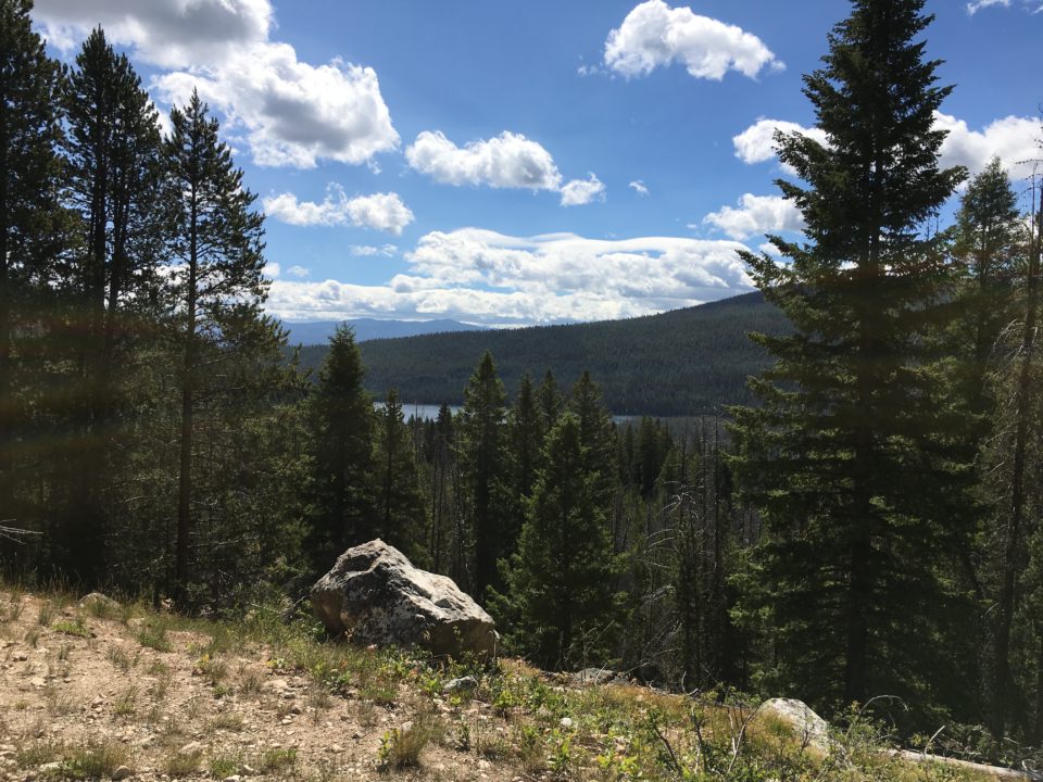 Looking down on stanley lake from the elk mountain loop