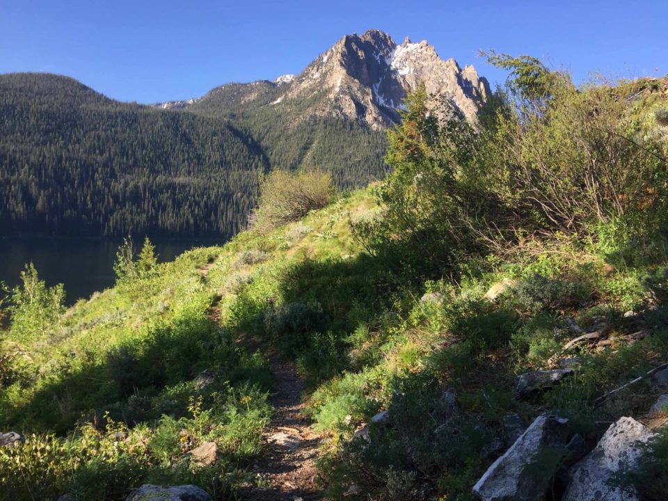 Trail across the mountain side with Grand Mogul in the background