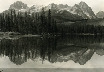 Black and White Photo of Mount Heyburn, Redfish Lake, Stanley, ID 1920s