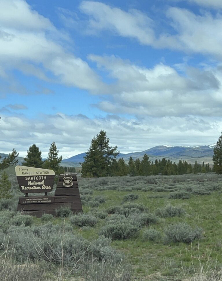 US Forest Service Sign at the Stanley Ranger Station in Stanley, ID.