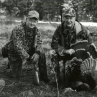 Cecil Andrus (right) was an avid outdoorsman. Here, he is seen hunting turkey with Jerry Conley, Idaho Fish and Game director. Photo Credit: Cecil D. Andrus Papers, Boise State University Archives.