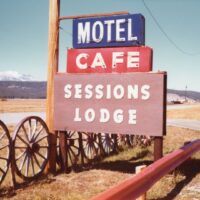 Sessions Lodge Sign - Photo Credit: Kay Ditmer (1972-1974), Stanley Museum Collection