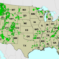 Map of recreation areas in the US.