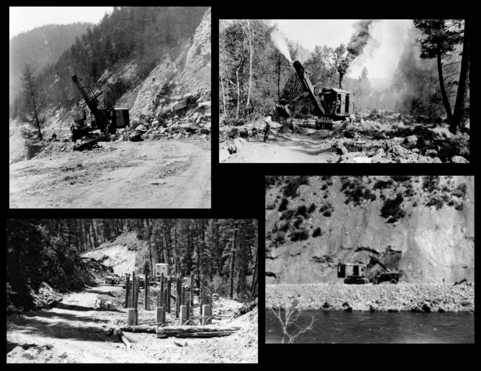 Old photos of road building equipment.